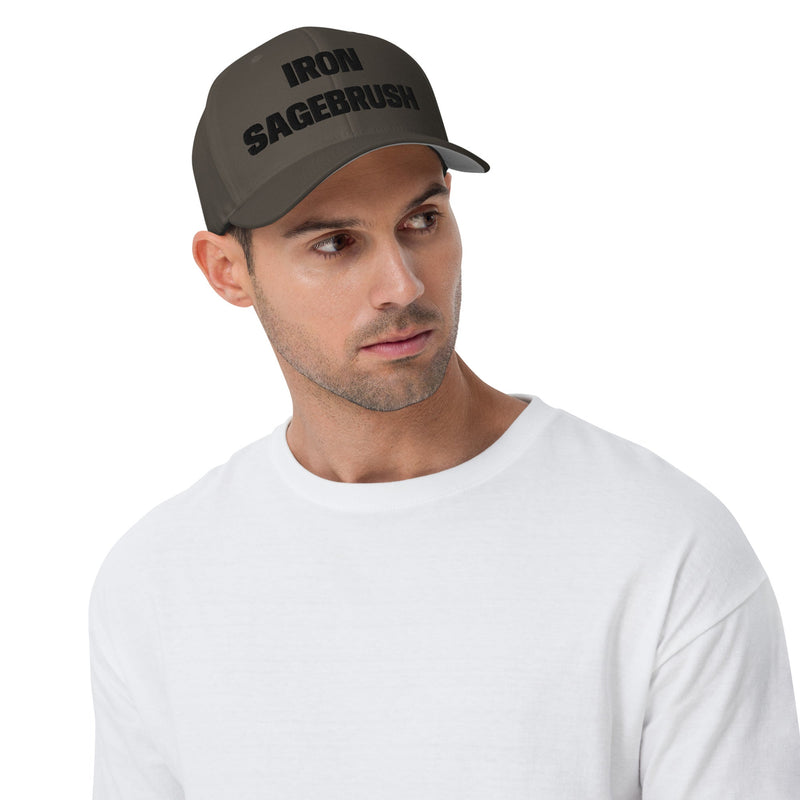 Iron Sagebrush Block Logo Flexfit Ride Hat for motorcycle lifestyle and roadwear collection