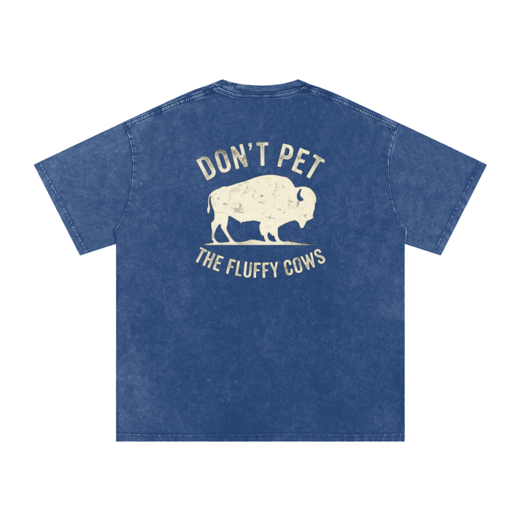 Fluffy Cows (light image) Snow Washed Oversized Cotton T-Shirt