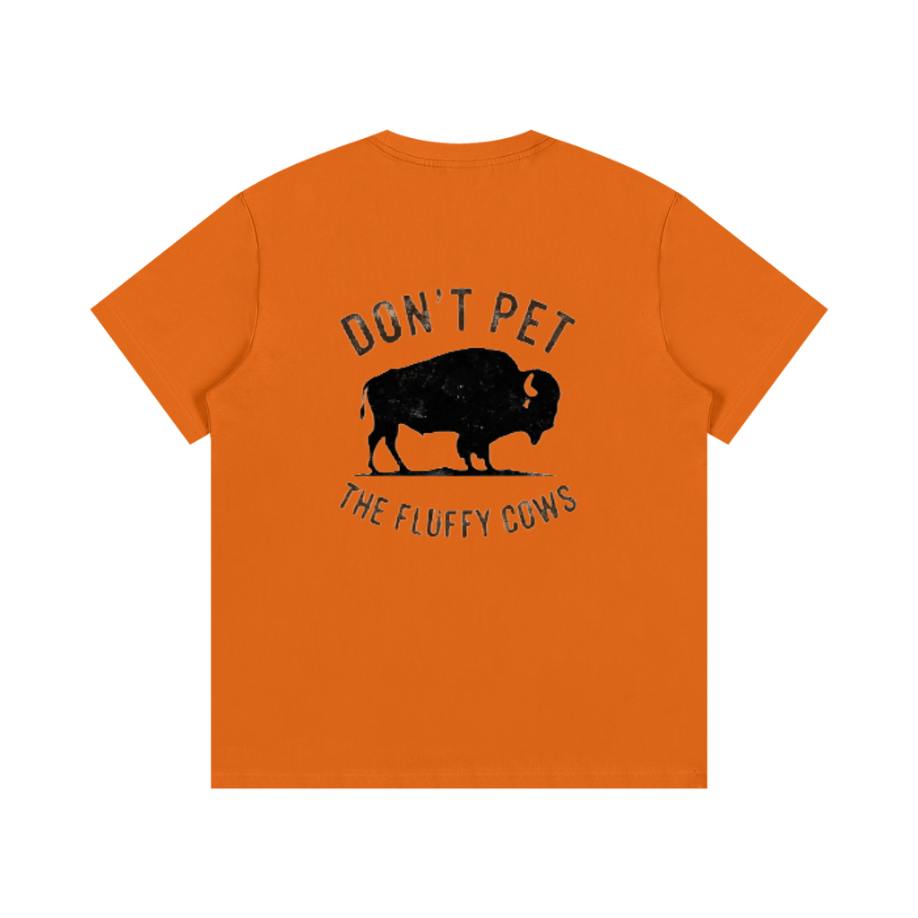 Logoed front fluffy cow in the back Essential Cotton T-Shirt