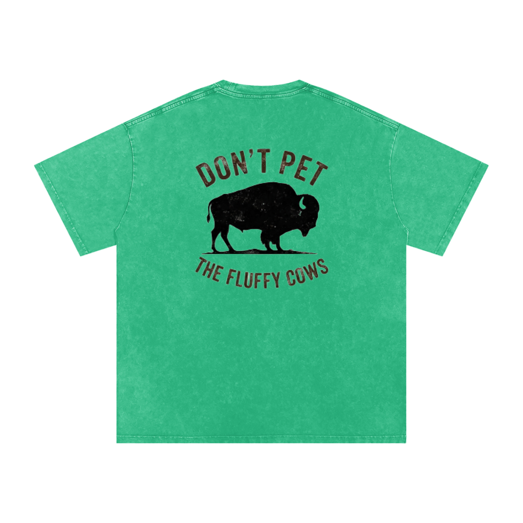Fluffy cow (dark logo) Snow Washed Oversized Cotton T-Shirt