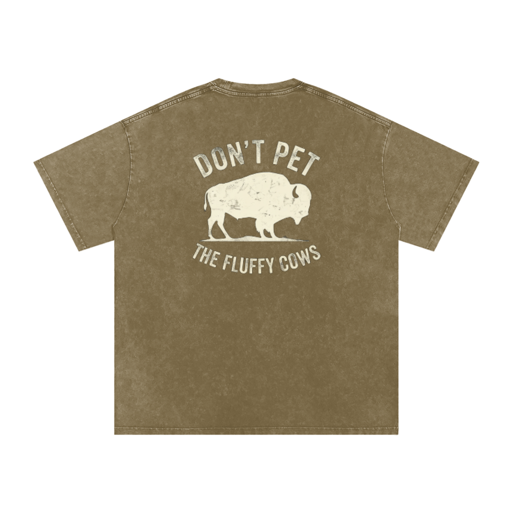 Fluffy Cows (light image) Snow Washed Oversized Cotton T-Shirt