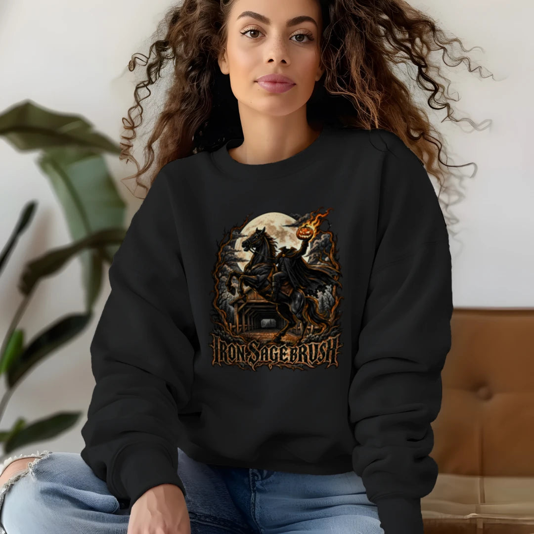 Headless Horseman Midnight Ride women's cropped crewneck lifestyle product image
