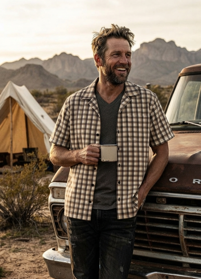 Iron Sagebrush Open Range western plaid short-sleeve button-up