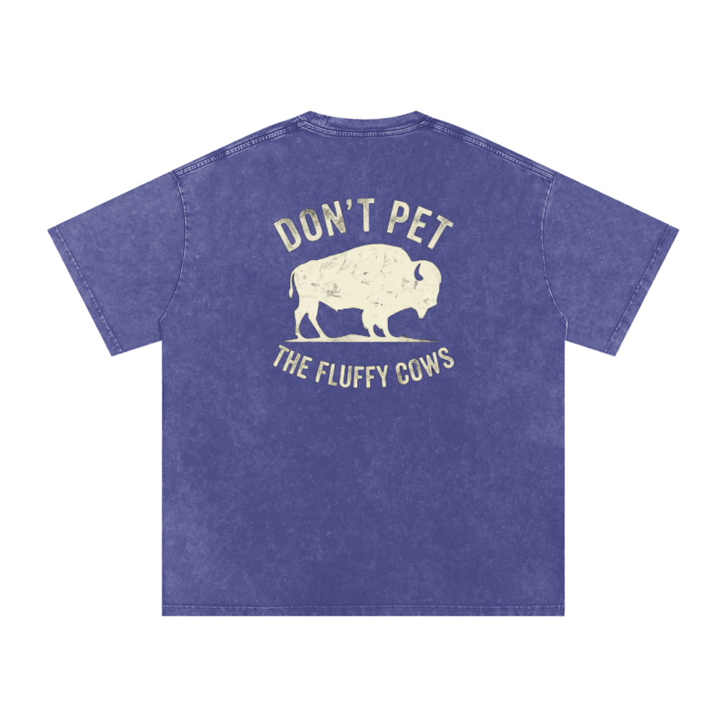 Fluffy Cows (light image) Snow Washed Oversized Cotton T-Shirt