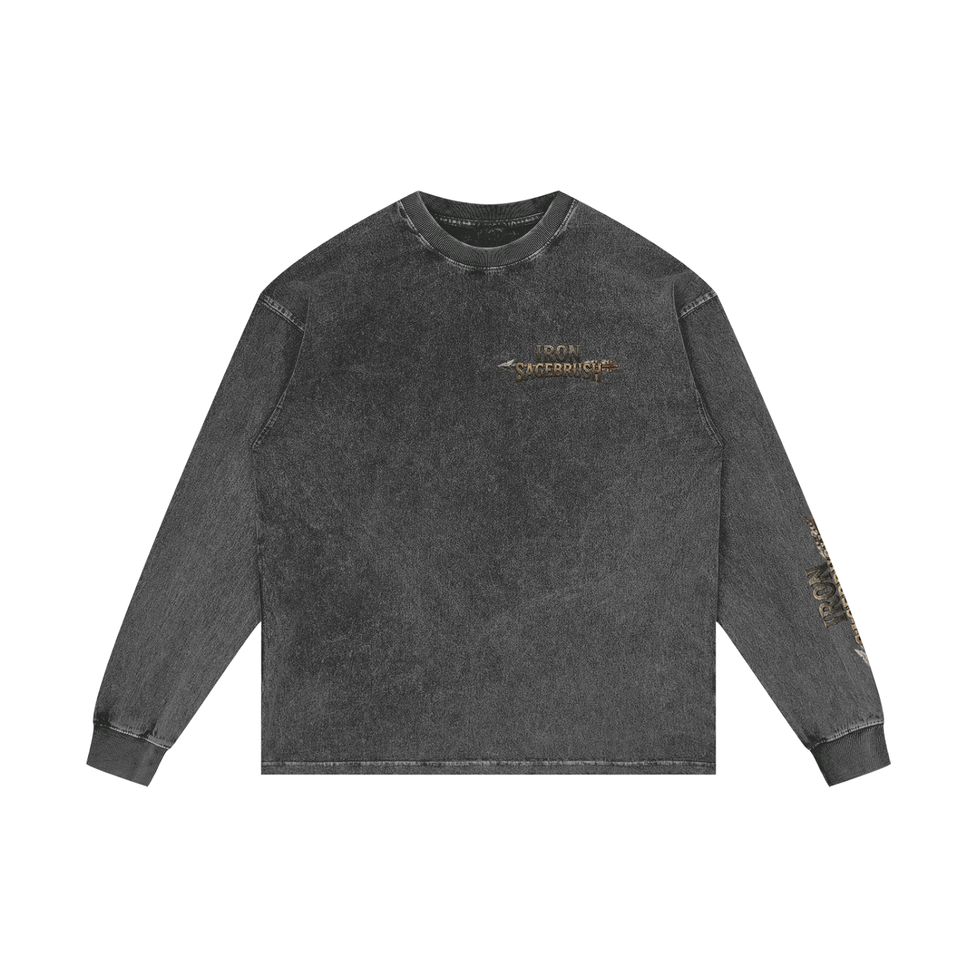 Native Warrior Spirit Acid Wash Oversize Long Sleeve T-Shirt %
