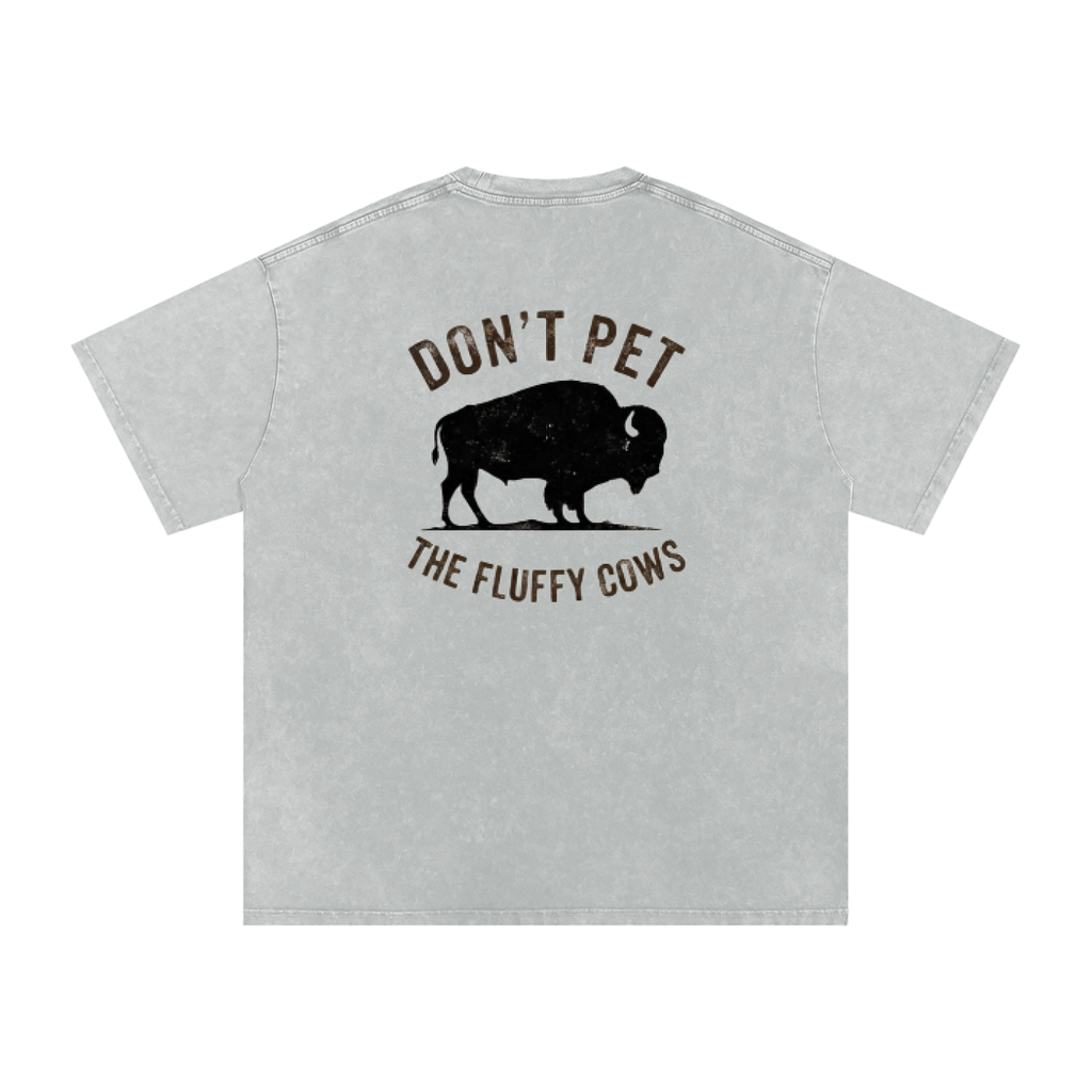 Fluffy cow (dark logo) Snow Washed Oversized Cotton T-Shirt