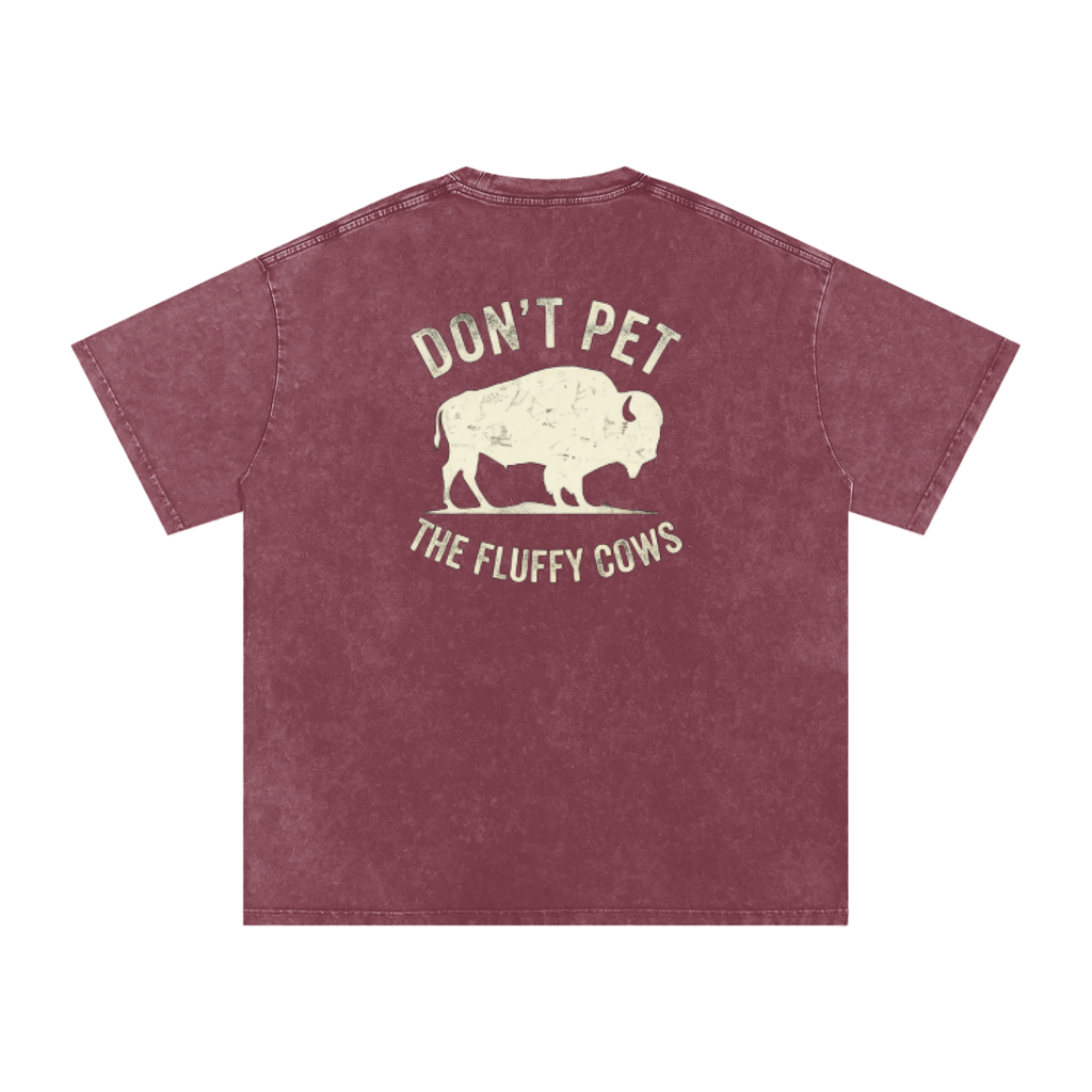Fluffy Cows (light image) Snow Washed Oversized Cotton T-Shirt