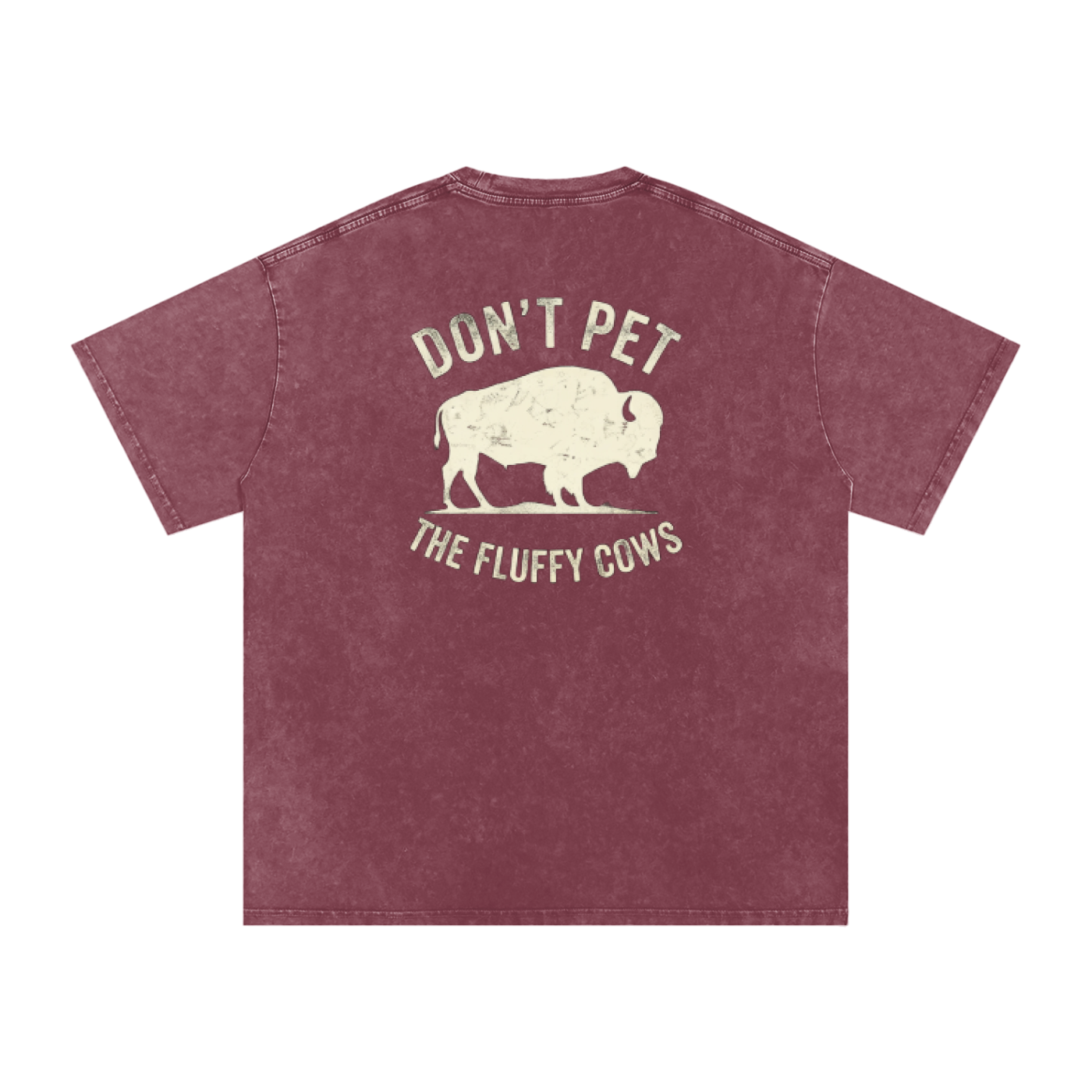 Fluffy Cows (light image) Snow Washed Oversized Cotton T-Shirt