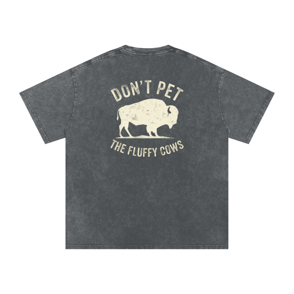 Fluffy Cows (light image) Snow Washed Oversized Cotton T-Shirt