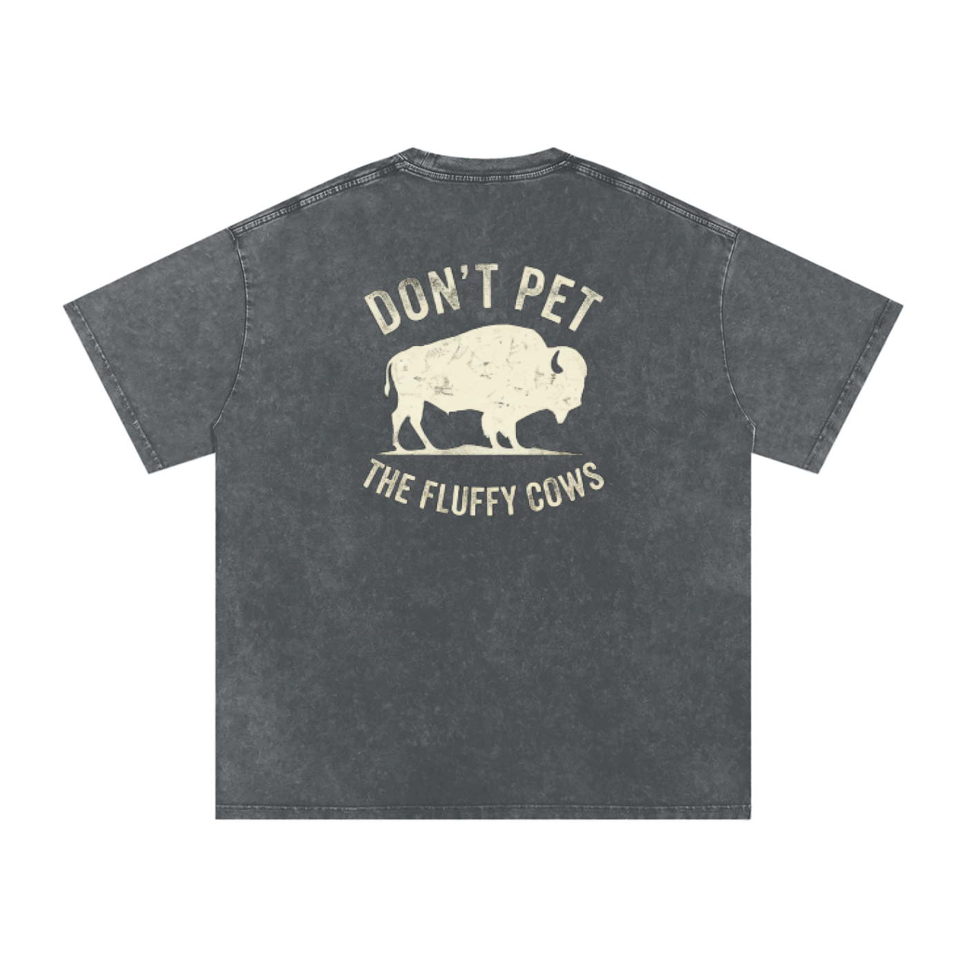 Fluffy Cows (light image) Snow Washed Oversized Cotton T-Shirt