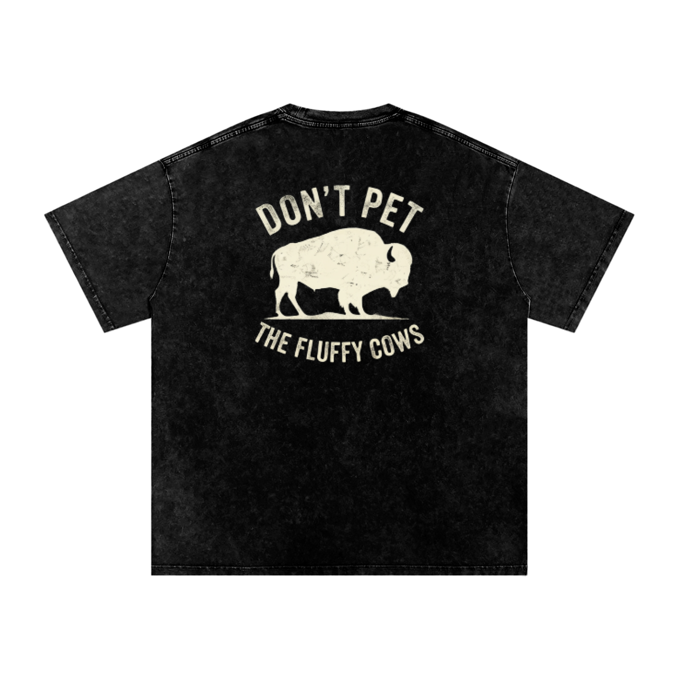 Fluffy Cows (light image) Snow Washed Oversized Cotton T-Shirt