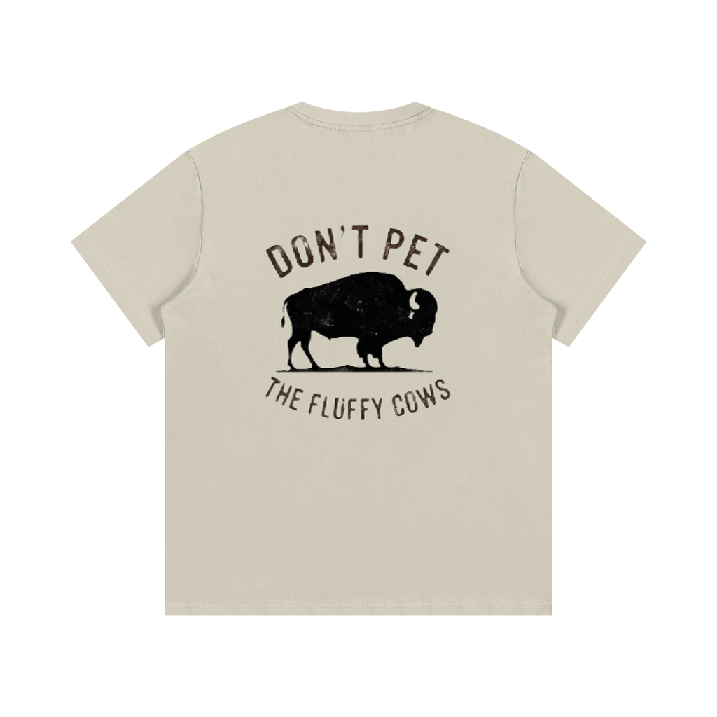 Logoed front fluffy cow in the back Essential Cotton T-Shirt