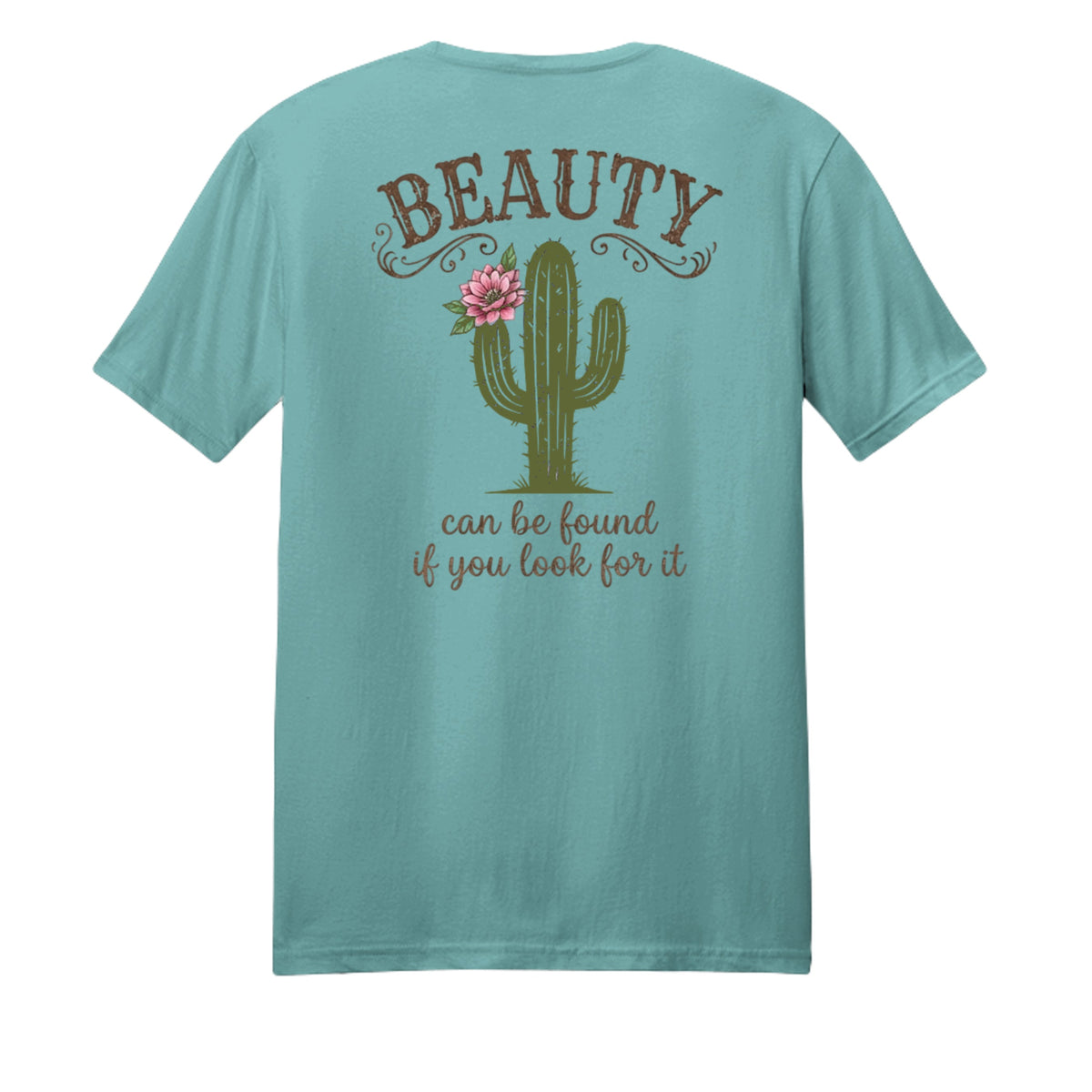 Iron Sagebrush Beauty Cactus women's t-shirt with western graphic design in light heather grey