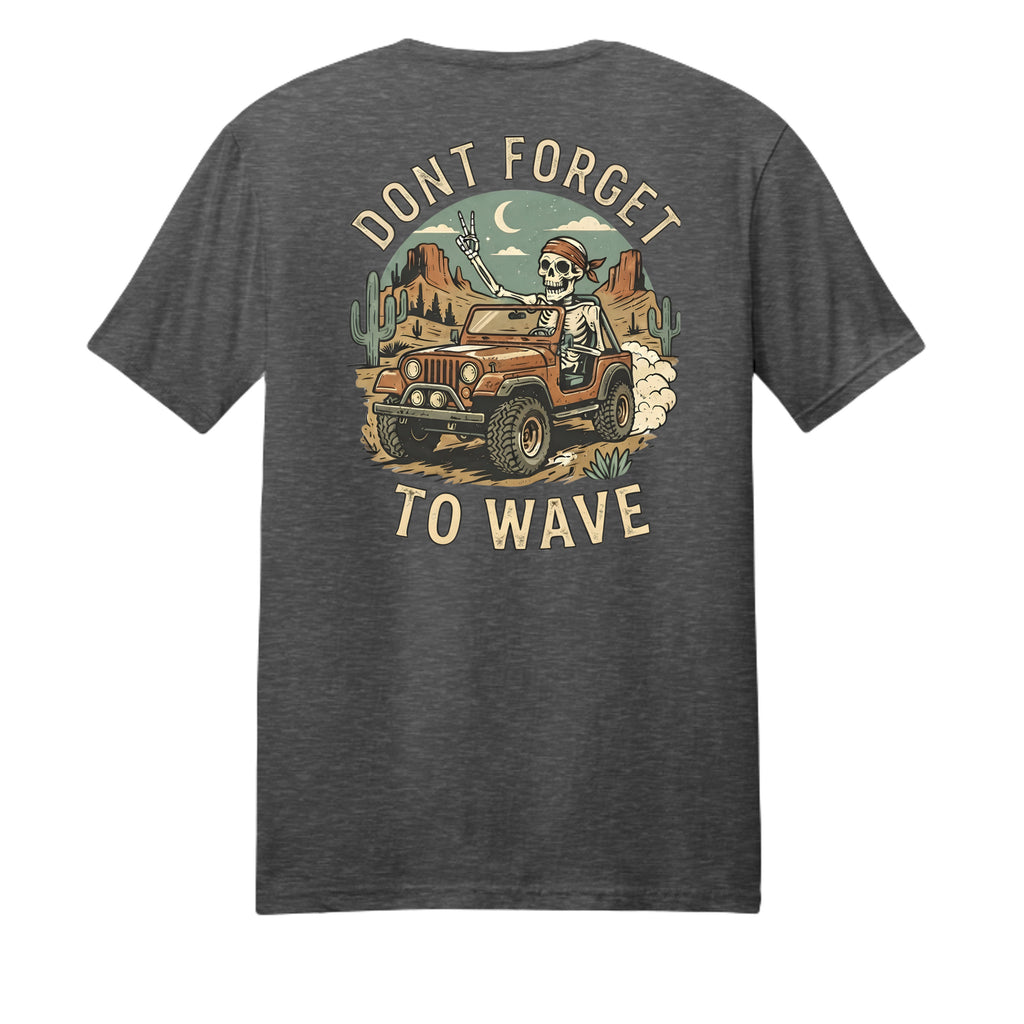Iron Sagebrush Wave western T-shirt in Heathered Charcoal - back view