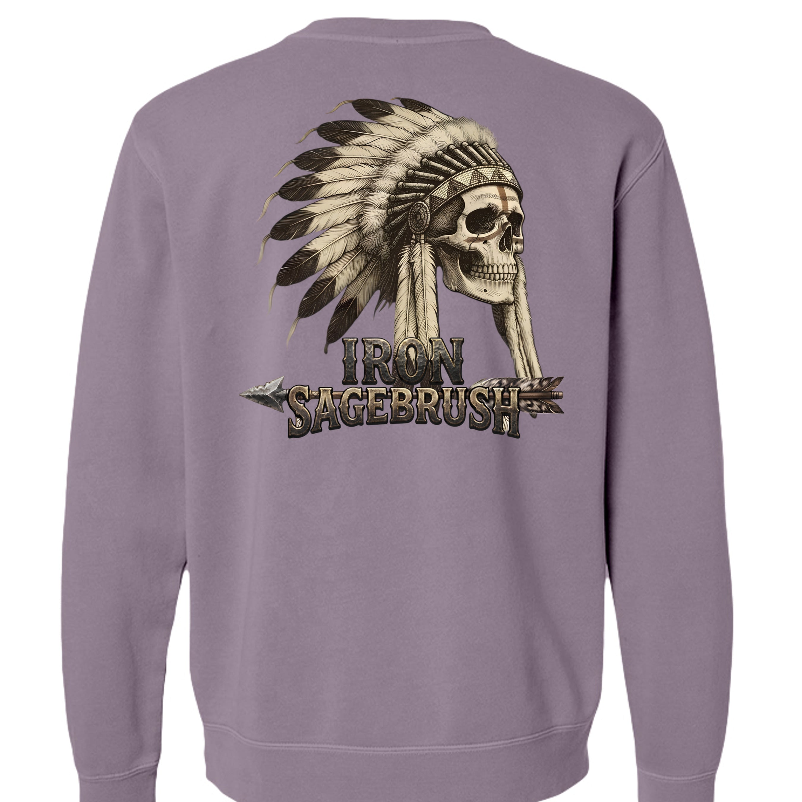 Iron Sagebrush Warrior Spirit Pigment-Dyed Crewneck Sweatshirt in Pigment Plum - Back