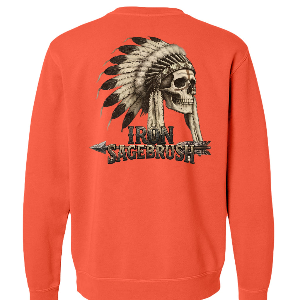 Iron Sagebrush Warrior Spirit Pigment-Dyed Crewneck Sweatshirt in Pigment Amber - Back