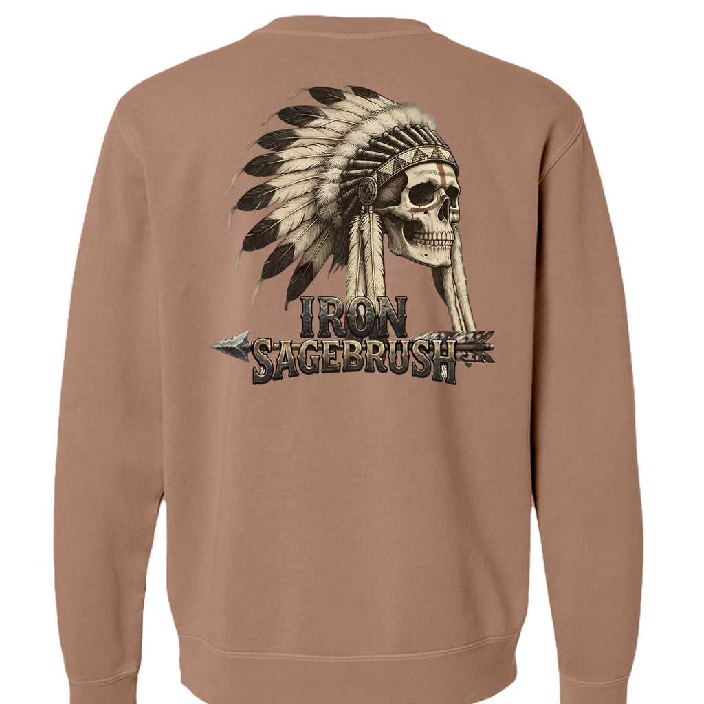 Iron Sagebrush Warrior Spirit Pigment-Dyed Crewneck Sweatshirt in Pigment Clay - Back