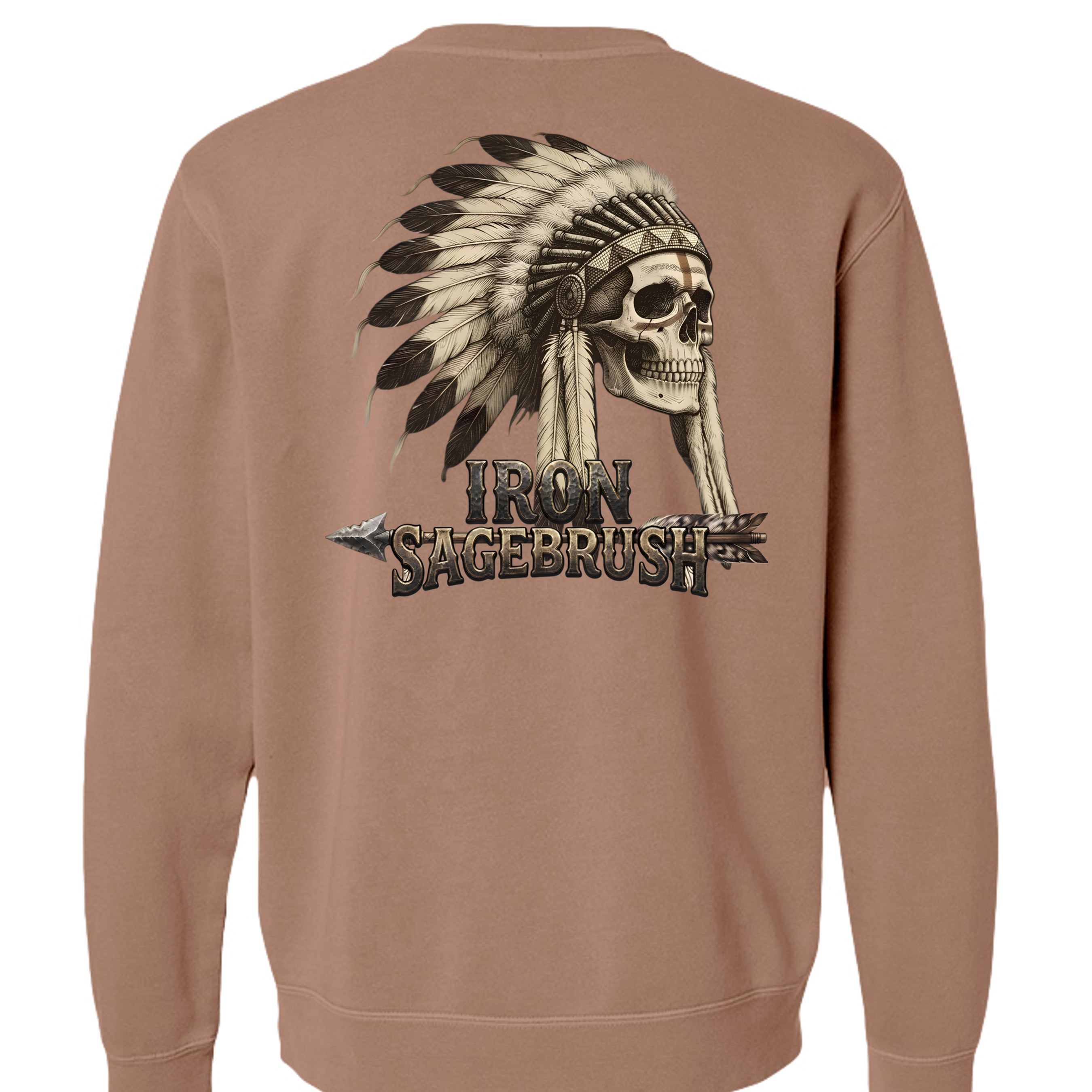 Iron Sagebrush Warrior Spirit Pigment-Dyed Crewneck Sweatshirt in Pigment Clay - Back