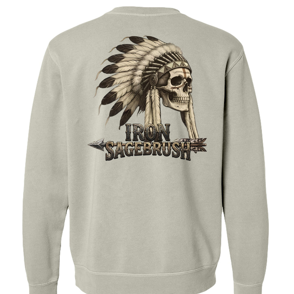 Iron Sagebrush Warrior Spirit Pigment-Dyed Crewneck Sweatshirt in Pigment Cement - Back