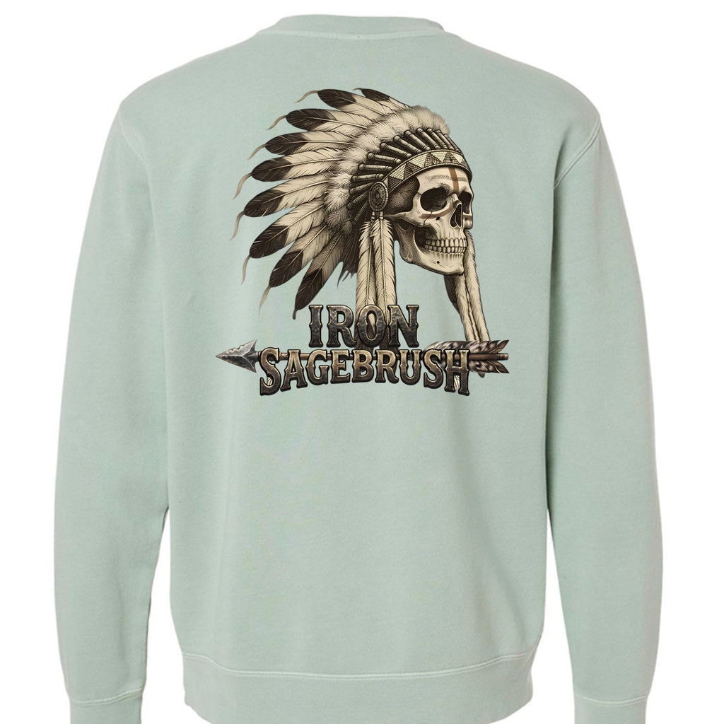 Iron Sagebrush Warrior Spirit Pigment-Dyed Crewneck Sweatshirt in Pigment Sage - Back