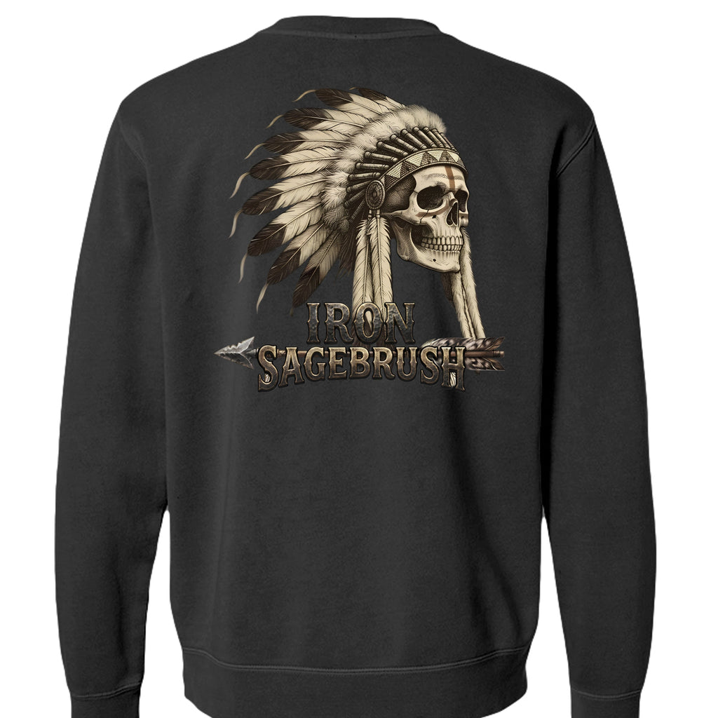 Iron Sagebrush Warrior Spirit Pigment-Dyed Crewneck Sweatshirt in Pigment Black - Back