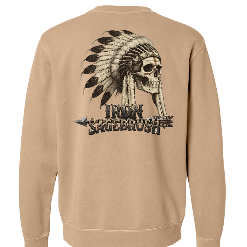 Iron Sagebrush Warrior Spirit Pigment-Dyed Crewneck Sweatshirt in Pigment Sandstone - Back