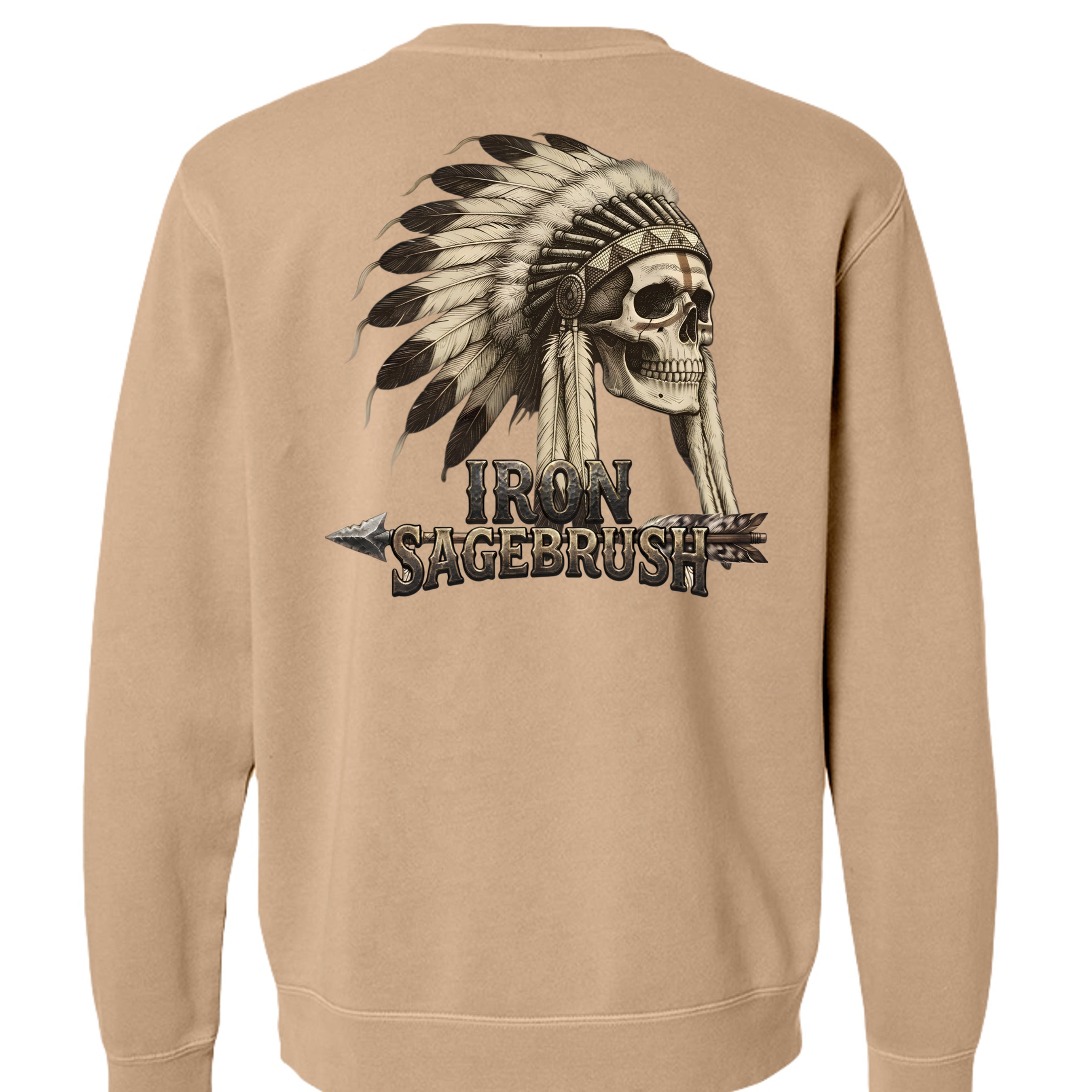 Iron Sagebrush Warrior Spirit Pigment-Dyed Crewneck Sweatshirt in Pigment Sandstone - Back
