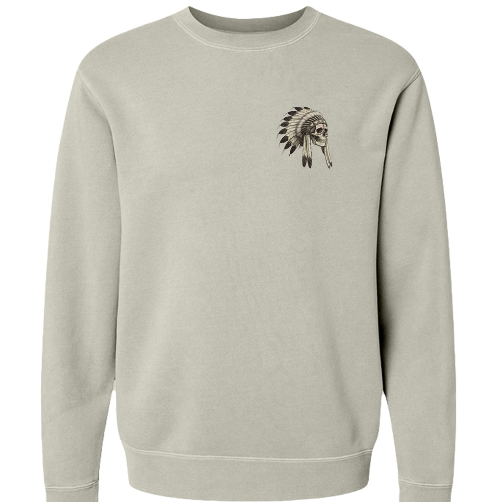 Iron Sagebrush Warrior Spirit Pigment-Dyed Crewneck Sweatshirt in Pigment Cement - Front