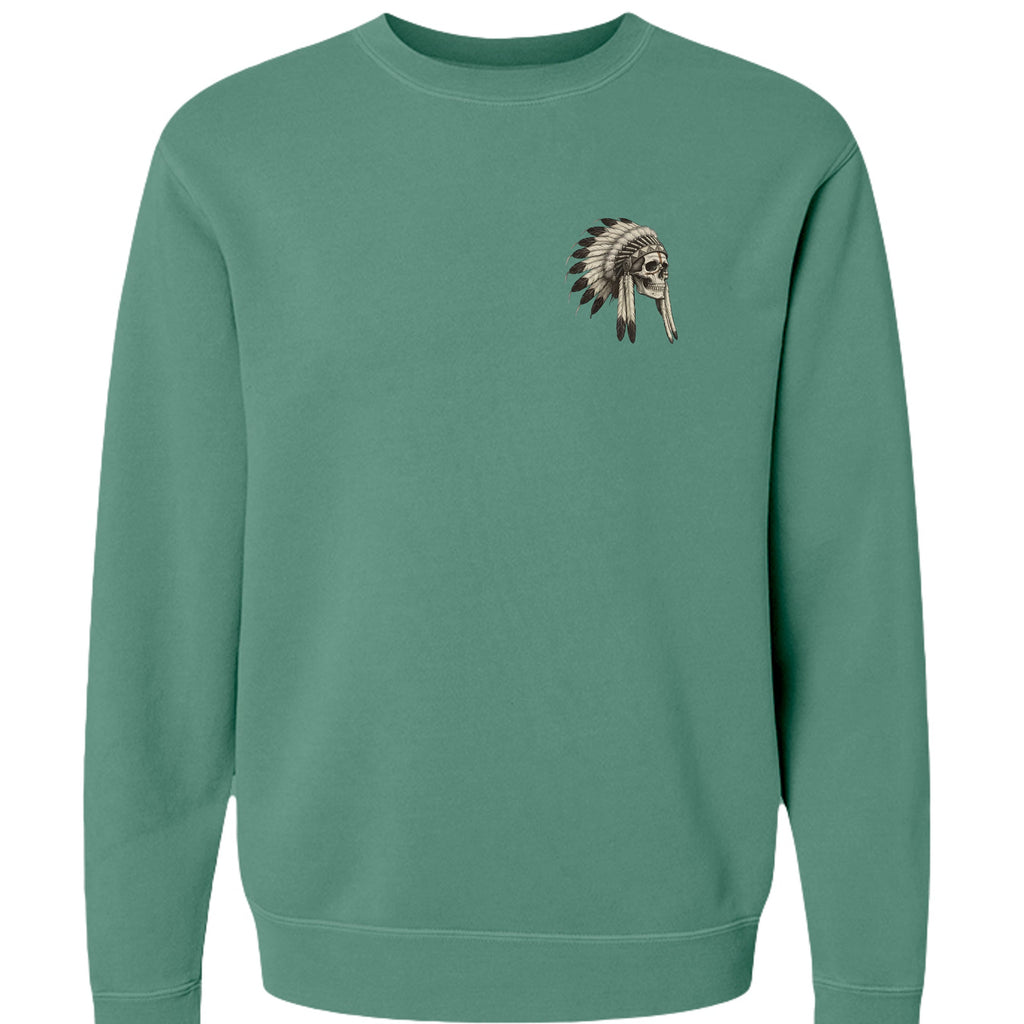 Iron Sagebrush Warrior Spirit Pigment-Dyed Crewneck Sweatshirt in Pigment Alpine Green - Front
