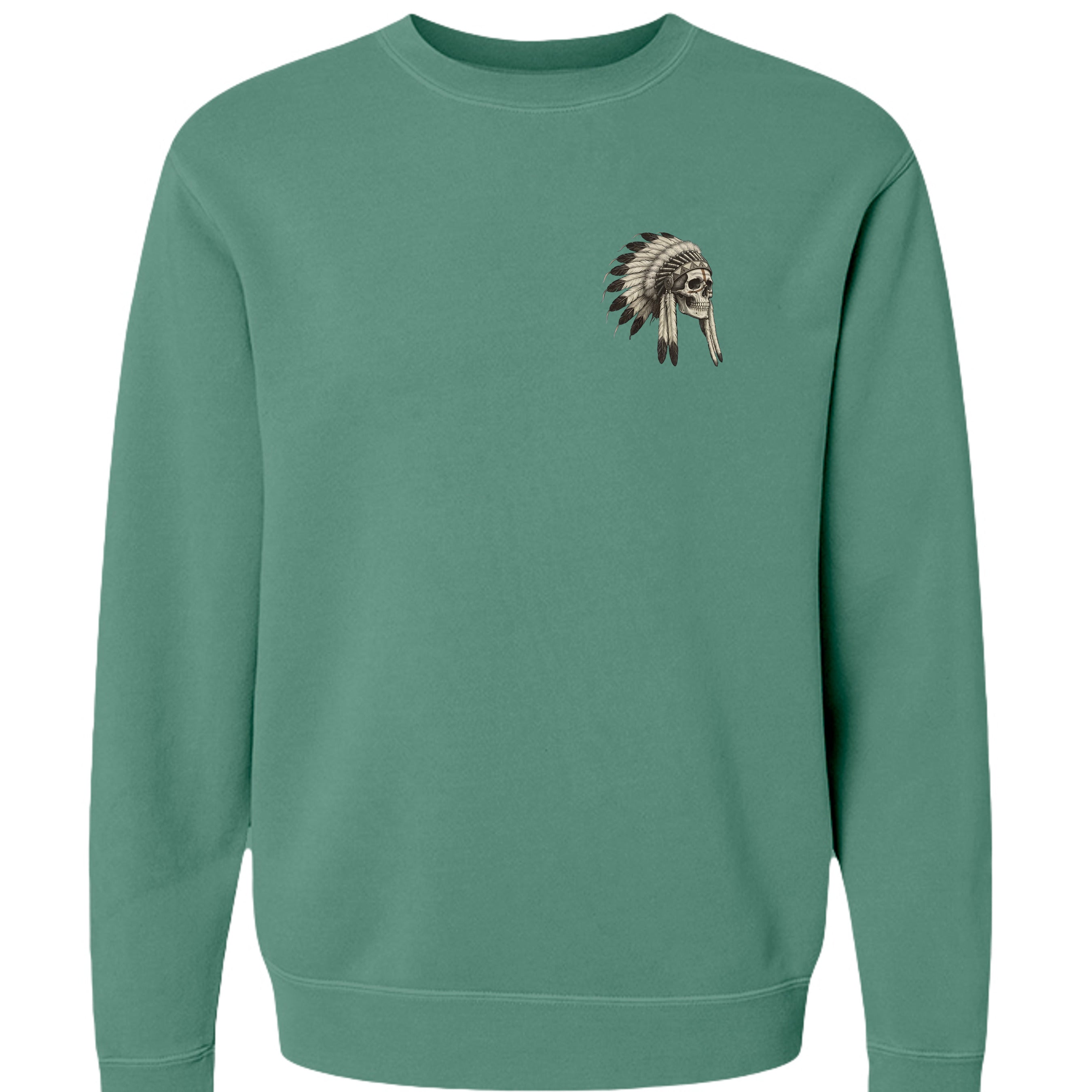 Iron Sagebrush Warrior Spirit Pigment-Dyed Crewneck Sweatshirt in Pigment Alpine Green - Front