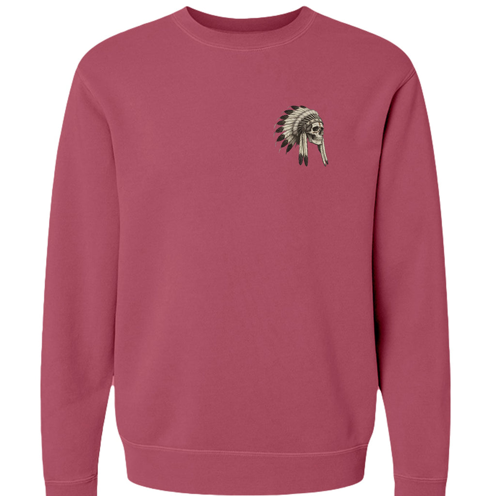 Iron Sagebrush Warrior Spirit Pigment-Dyed Crewneck Sweatshirt in Pigment Maroon - Front