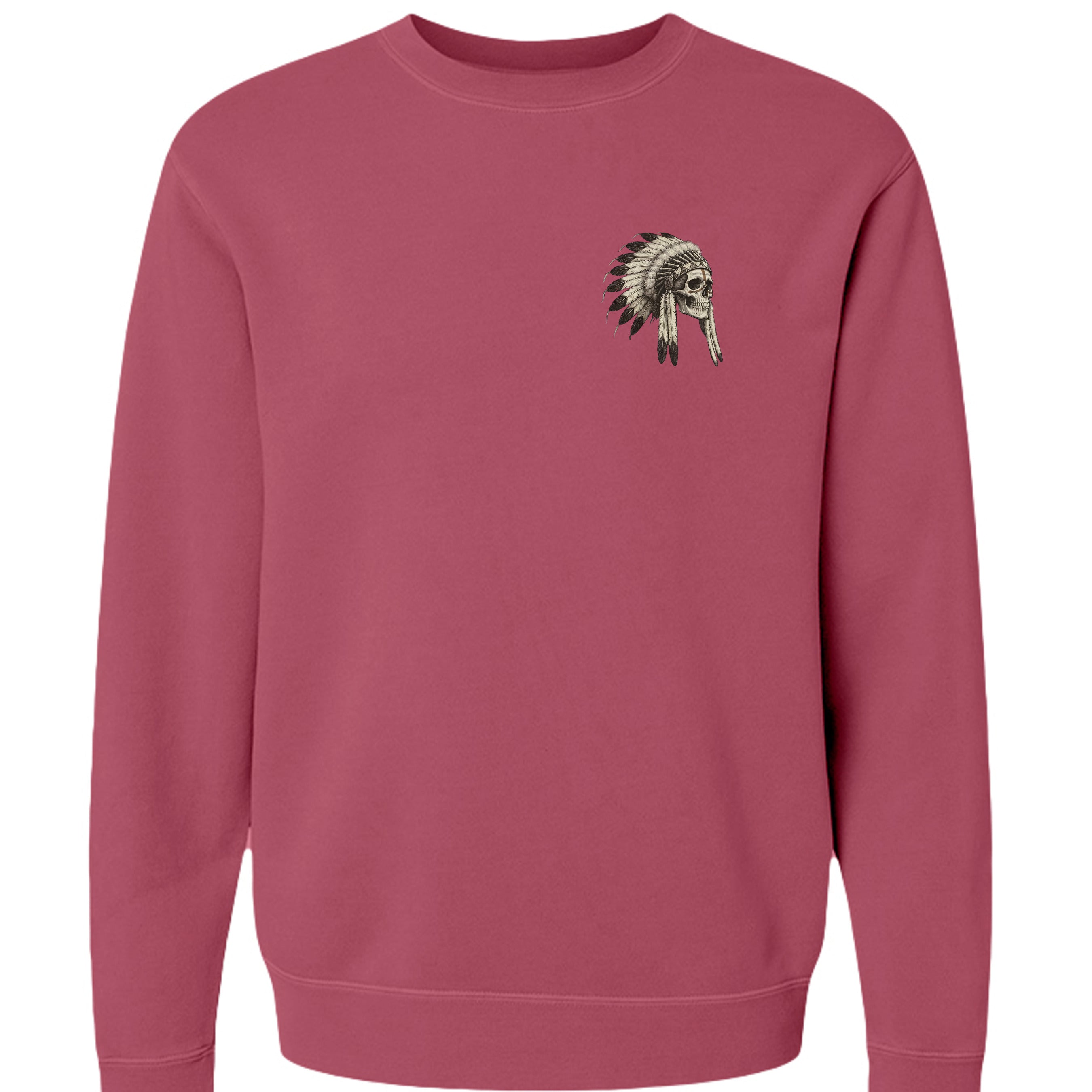 Iron Sagebrush Warrior Spirit Pigment-Dyed Crewneck Sweatshirt in Pigment Maroon - Front