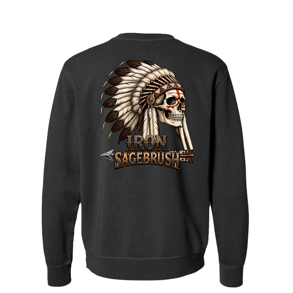 Warrior Spirit premium crewneck in Pigment Black, large back graphic
