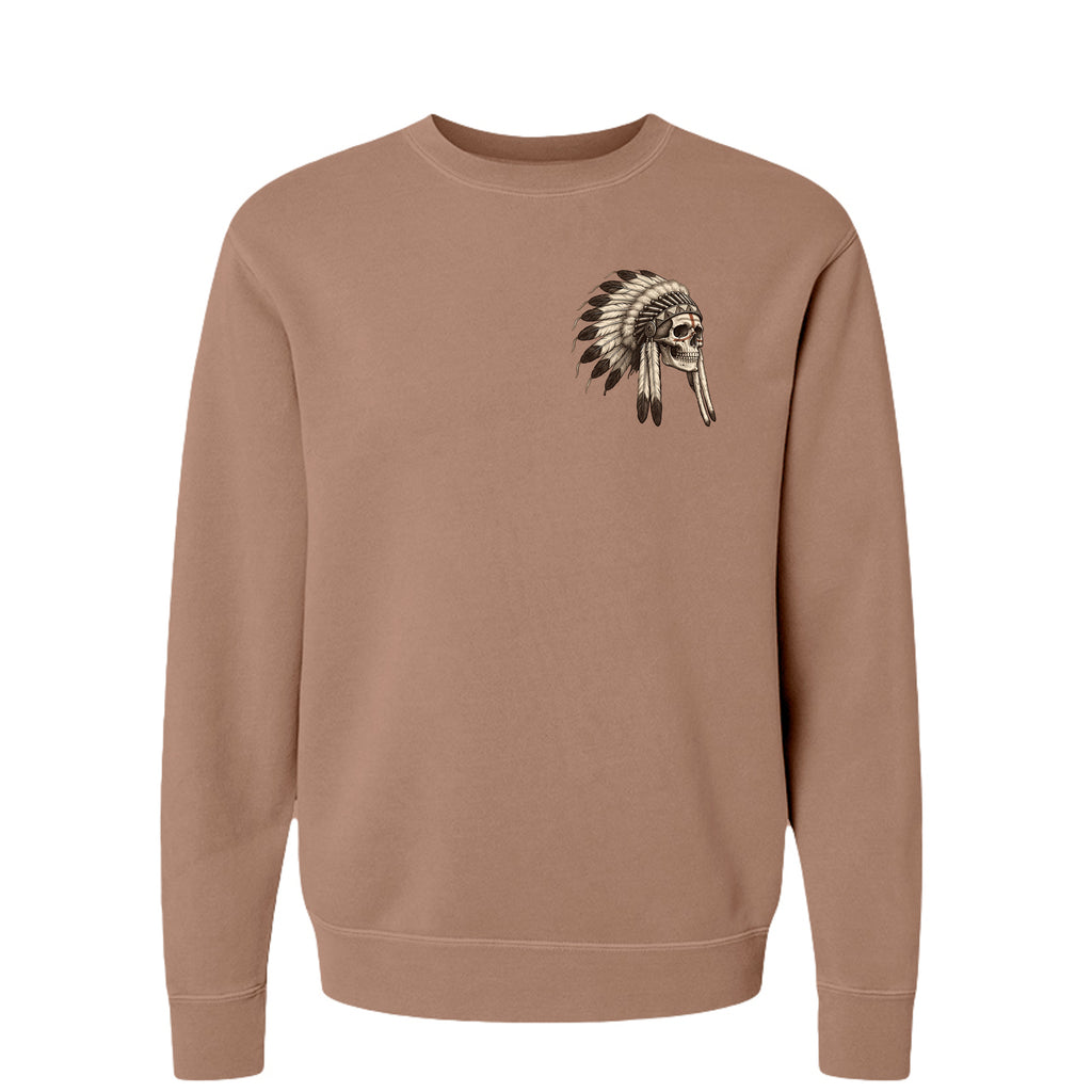 Warrior Spirit premium crewneck in Pigment Clay, front view