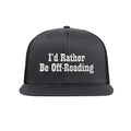 I'd Rather Be Off-Roading trucker hat in charcoal and black - front view